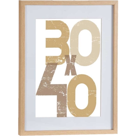Houten fotolijst - bruin - 40 x 50 cm - fotolijstje - met passe-partout - decoratie -