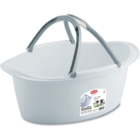 Wasmand/draagmand/teil met hengsel - kunststof - 25 Liter - wit - 60 x 40 x 25 cm -