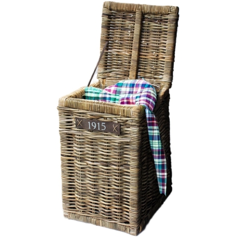 Wasmand met deksel - rotan - handgevlochten - 40 x 40 x 66 cm - riet - wasgoed mand -