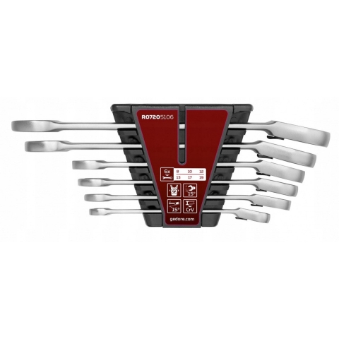 Gedore Ringratel-Steeksleutelset | Met Klemfunctie | 8-19 MM | 6 Delig - 3301084