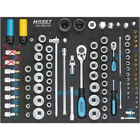 HAZET Dopsleutelset | 1/4 inch (6,3 mm) vierkant hol, 1/2 inch (12,5 mm) vierkant hol, 3/4 inch (20 mm) vierkant massief |