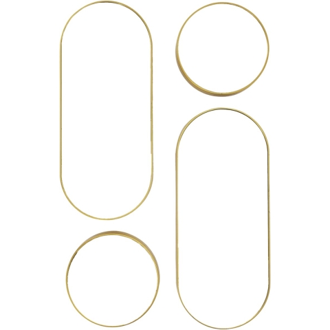 Home Deco Factory wandspiegel set - 4x stuks - 71 x 30 cm - goud - kunststof -
