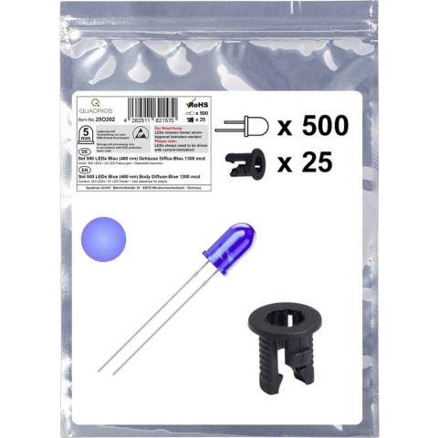 Quadrios 25O202 LED-assortiment Blauw Rond 5 mm 1300 mcd 20 mA 3.0 V