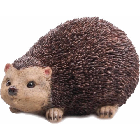 Tuin decoratie beeldje - egel - bruin - 22 x 13 cm - polystone -