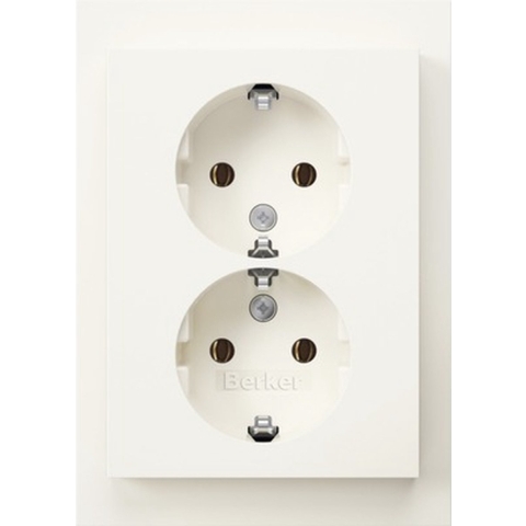 Berker K1 Contactdoos | Inbouw | 2-voudig | Randaarde | Polarwit - 66.021.51