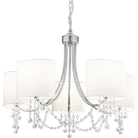 Searchlight Nina - luster - Ø 64 x 106 cm - chroom en wit