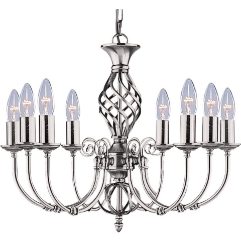 Searchlight Zanzibar - luster - Ø 62 x 98 cm - satijn zilver