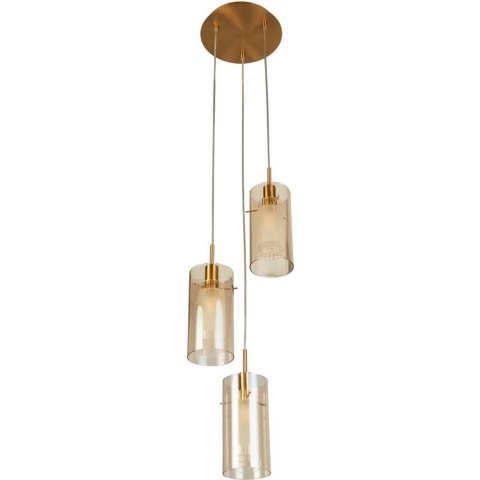 Searchlight Duo III - hanglamp - Ø 26 x 120 cm - brons en champagne