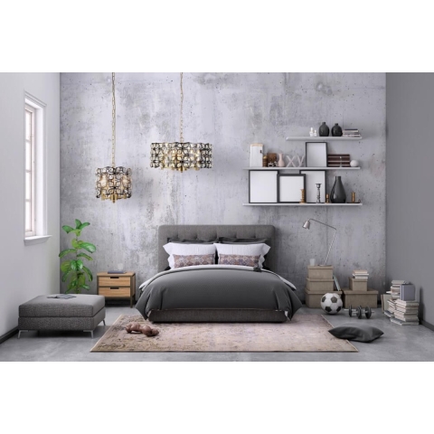 Searchlight Iris - hanglamp - Ø 48 x 150 cm - zwart en satijn messing