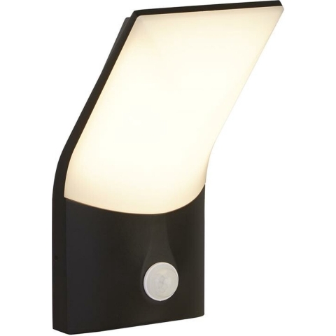 Searchlight Copenhagen - buiten wandlamp met sensor - 12 x 25 cm - 10W LED incl. - IP54 - zwart en opaal