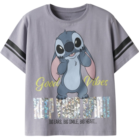 Name It T-Shirt - NkfDymi - Stitch - Lavender Grijs - Name It - 6 jaar (116) - T-Shirts