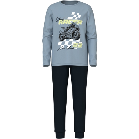 Name It Pyjama set - 2-delig - Noos - NkmNightset - Dusty Blue/B - Name It - 5-6 jaar (110-116) - Pyjama - Tweedelig
