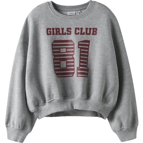 Name It Sweatshirt - Short - NkfTaya - Grey Melange - Name It - 9-10 jaar (134-140) - Sweatshirt