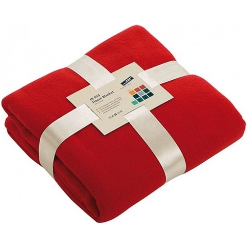 Fleece bankdeken/plaid - rood - 130 x 170 cm - 240 grams - pluisvrij - wasbaar -