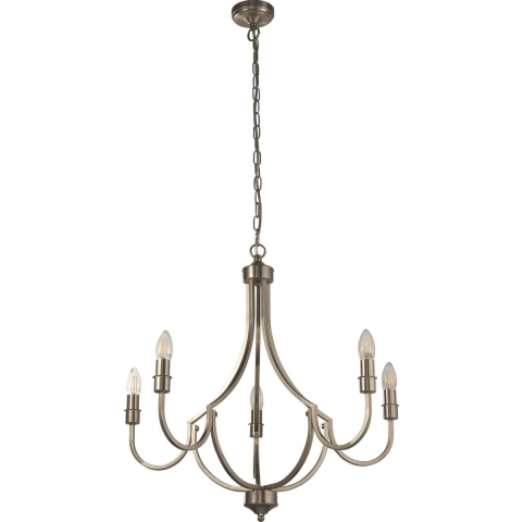 Searchlight Lodge - luster - Ø 65 x 120 cm - satijn zilver