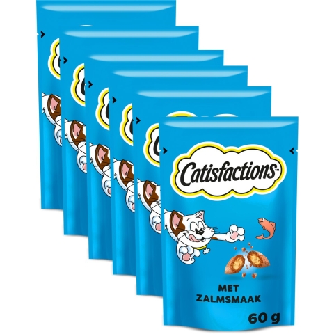 6x Catisfactions Kattensnoepjes Zalm 60 gr