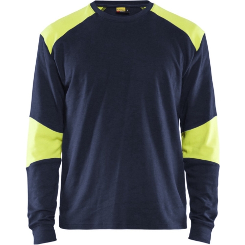Blåkläder Vlamvertragend T-Shirt lange mouwen 34571761 | Marine/High-Vis Geel | Maat XXL - 7330509725672
