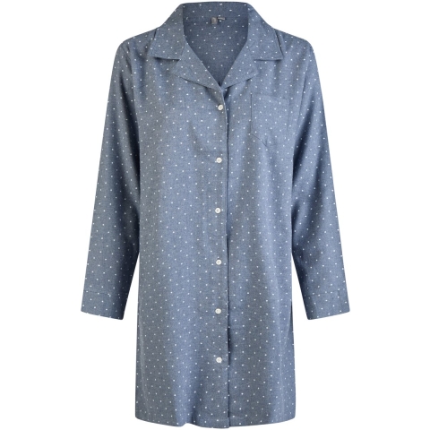 By Louise Dames pyjama nachthemd flanel met knoopjes gestipt