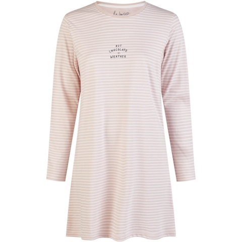 By Louise Dames nachthemd lange mouw katoen /wit gestreept