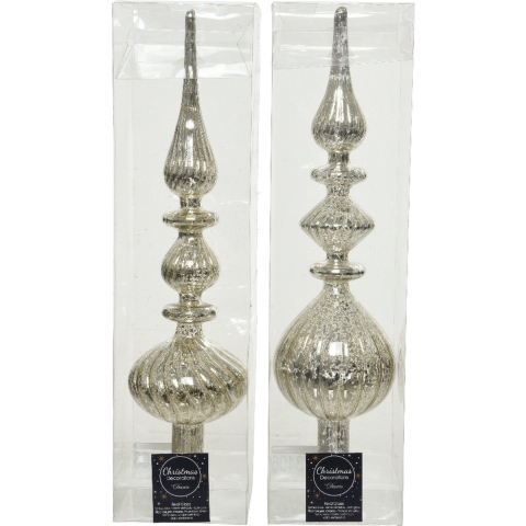 Piek antique glas zilver h35cm