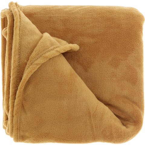 Fleece deken/plaid Bailey 130 x 180 cm - mosterd geel -