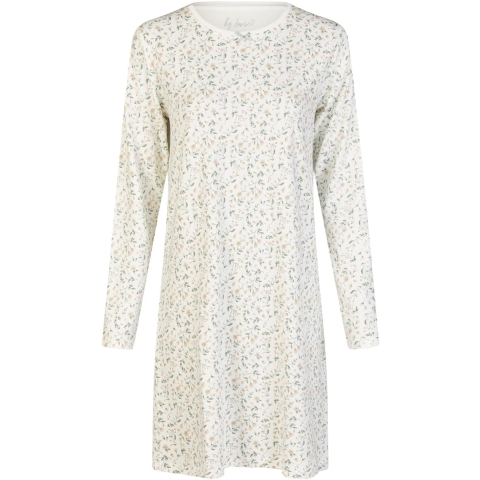 By Louise Dames nachthemd interlock lange mouw wit gebloemd