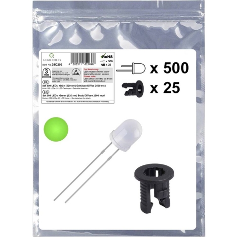 Quadrios 25O209 LED-assortiment Groen Rond 3 mm 2500 mcd 20 mA 3.0 V