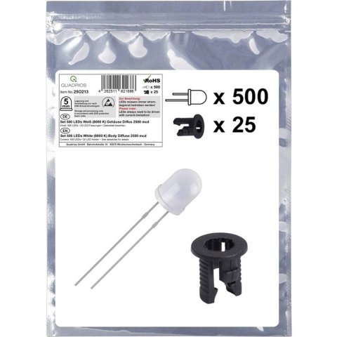 Quadrios 25O213 LED-assortiment Wit Rond 5 mm 2500 mcd 20 mA 3.0 V