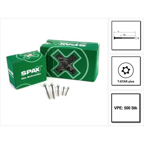 SPAX 880910190045040 R 88091 Senkkopf/T-STAR TG Verzonken houtschroef 4.5 mm 40 mm Torx, Binnen-T Staal Galvanisch verzinkt 500 stuk(s)