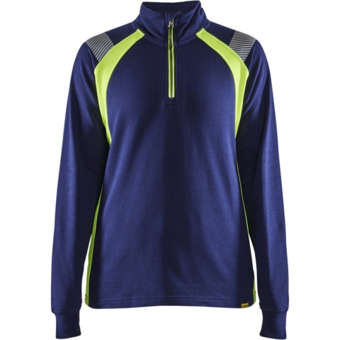 Blåkläder Dames Sweatshirt halve rits Visible 34031158 | Marine/High-Vis Geel | Maat XXL - 7330509815533