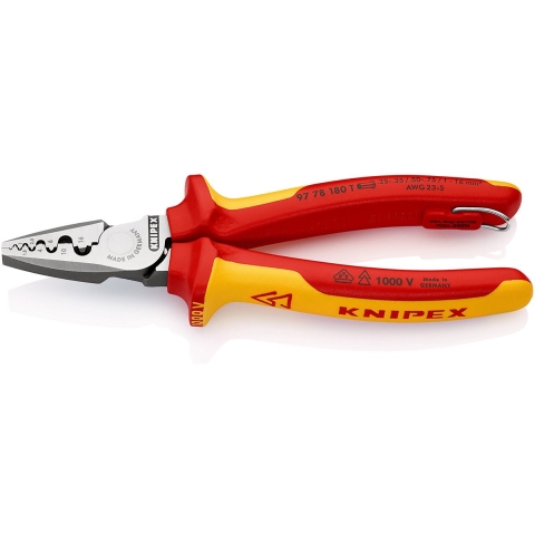 Knipex Krimptang voor adereindhulzen geïsoleerd | Meercomponenten-omhullingen | VDE-gekeurd - 97 78 180 T BK