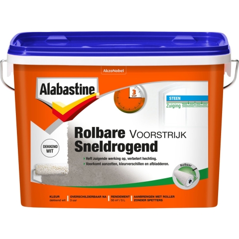 Alabastine Rolbare Voorstrijk Sneldrogend | 2PL | Wit | 5L - 5616104