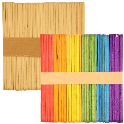 Knutselstokjes houtjes - 500x - houten ijsstokjes - mix kleuren - 11 cm - hobby artikelen -