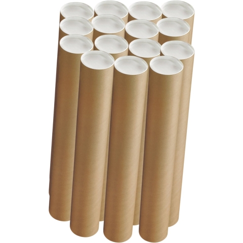 Poster koker - 15x - 650 x 50 mm - bruin - karton - met witte deksel - verzendkokers - delselkoker -