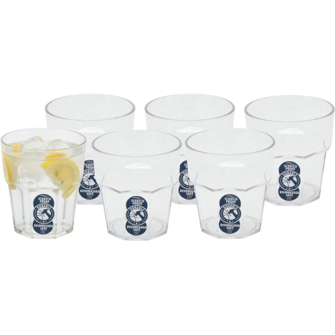 Excellent Houseware waterglas stapelbaar - 12x - 275 ml - onbreekbaar kunststof - herbruikbaar -
