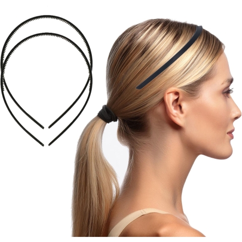 Haarband - 10x - zwart - 1 cm breed - kunststof - meisjes/dames - diadeem -