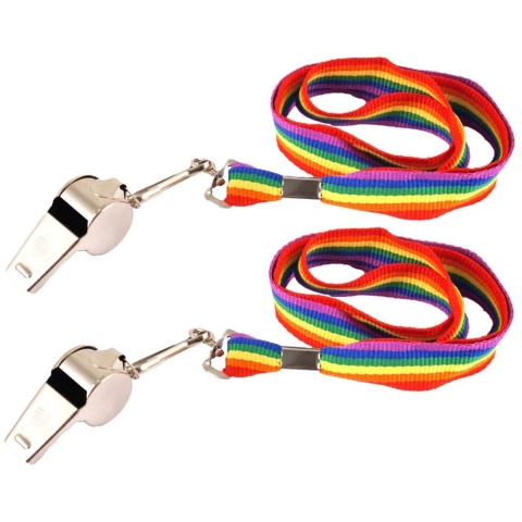 Regenboog keycord/koordje met fluitje - 15x - gay pride kleuren - Regenboogvlag - LHBTIQ+ accessoire -