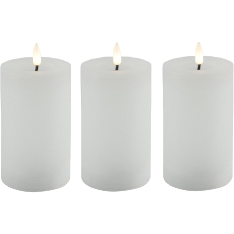 Countryfield LED kaars/stompkaars - 3x - wit - D7,5 x H12,5 cm - timer -