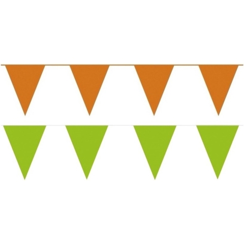 Oranje/Groene feest punt vlaggetjes pakket 60 meter -