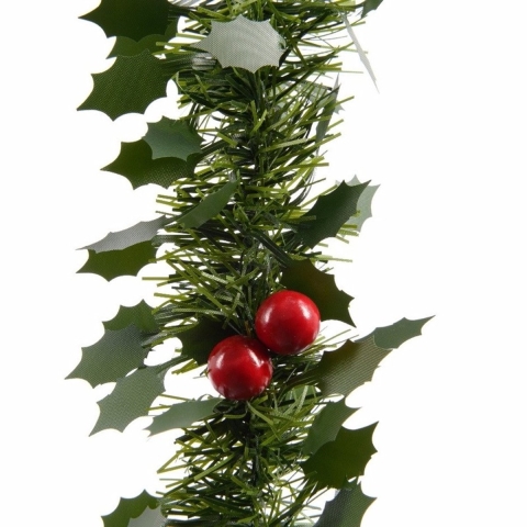 Decoris kerstslinger hulst - 6x - groen - 270 cm - kunststof - guirlande - kerstversiering -