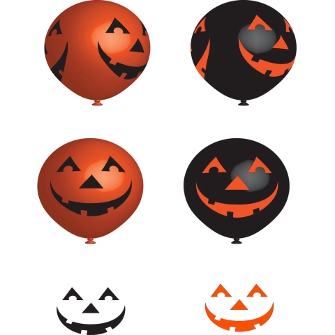 Ballonnen Halloween - 24x stuks - lachende pompoen - 27 cm - multicolor -