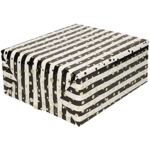 Set van 4x stuks inpakpapier/cadeaupapier metallic goud/zwart/wit 150 x 70 cm -