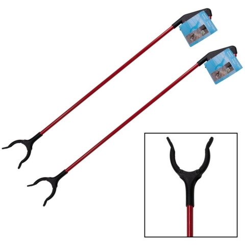 Vuilnis en afval grijper - 4x - grijpstok - oppakstok - rood - 83 cm -