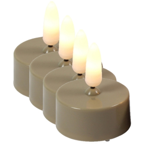 Countryfield LED theelichtjes/waxinelichtjes - 6x st - beige - met timer - warm wit -