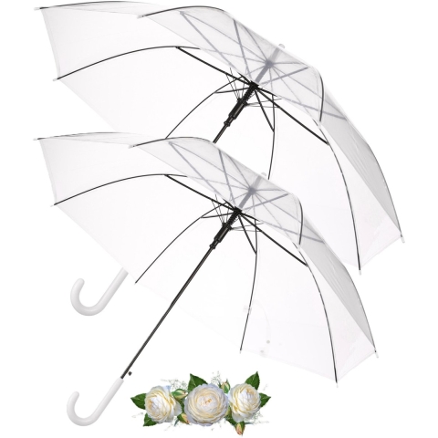 Transparante bruiloft paraplu - 4x - kunststof handvat - dia 90 cm - doorzichtig -