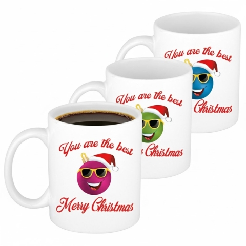 Kerst cadeau mokken - 6x - The Best - werknemers - collega's - team - 300 ml - keramiek -