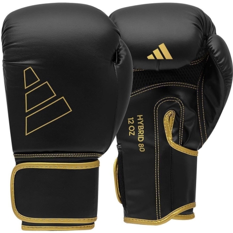 Adidas Bokshandschoenen Hybrid 80 - Zwart/Goud - 16 oz