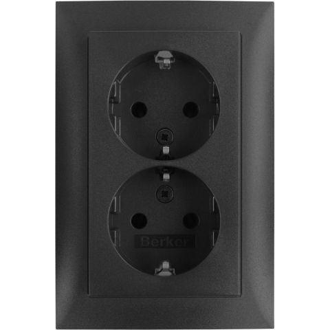 Berker S1 Contactdoos | Inbouw | 2-voudig | Randaarde | Antraciet - 58.004.51