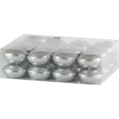Drijfkaarsen - 24x - zilver - 4,5 cm - 4 branduren -