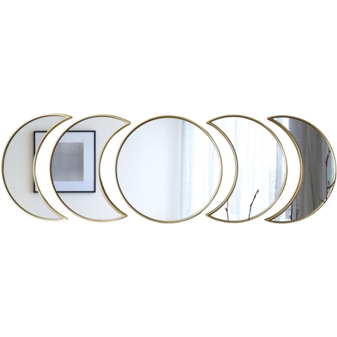 Home Deco Factory spiegel set - 5x stuks - d26 cm - maanvorm - kunststof -